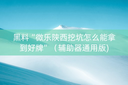 黑料“微乐陕西挖坑怎么能拿到好牌”（辅助器通用版)