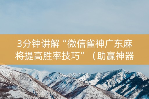 3分钟讲解“微信雀神广东麻将提高胜率技巧”（助赢神器)