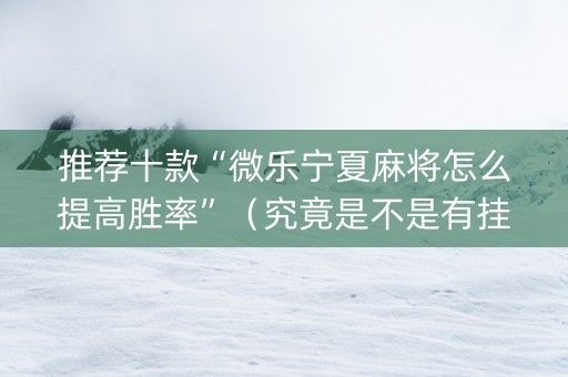 推荐十款“微乐宁夏麻将怎么提高胜率”（究竟是不是有挂)