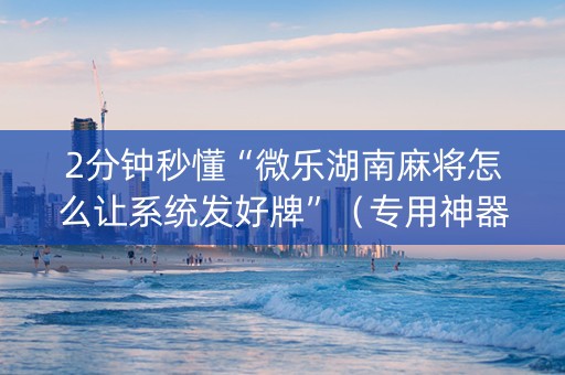 2分钟秒懂“微乐湖南麻将怎么让系统发好牌”（专用神器)