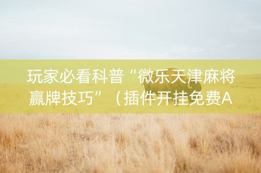 玩家必看科普“微乐天津麻将赢牌技巧”（插件开挂免费AI)