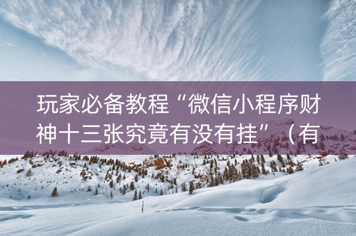 玩家必备教程“微信小程序财神十三张究竟有没有挂”（有什么诀窍)