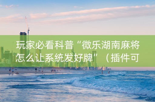 玩家必看科普“微乐湖南麻将怎么让系统发好牌”（插件可信吗)