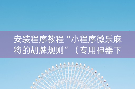 安装程序教程“小程序微乐麻将的胡牌规则”（专用神器下载)