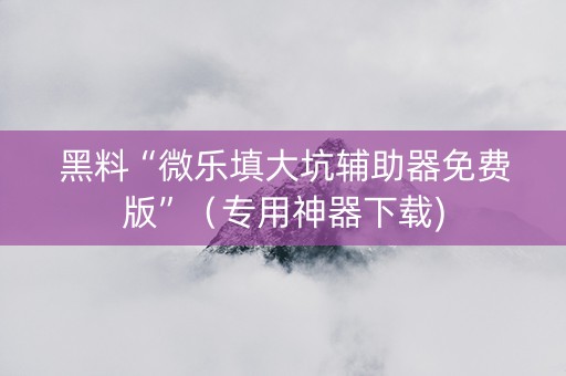 黑料“微乐填大坑辅助器免费版”（专用神器下载)
