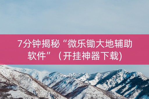 7分钟揭秘“微乐锄大地辅助软件”（开挂神器下载)