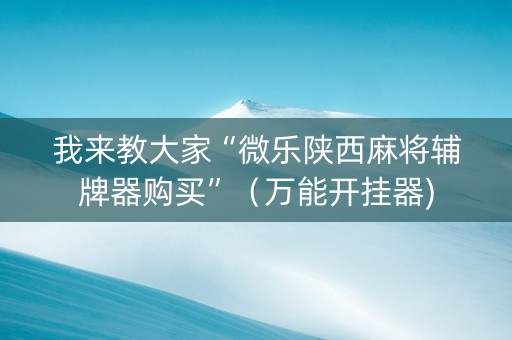 我来教大家“微乐陕西麻将辅牌器购买”（万能开挂器)