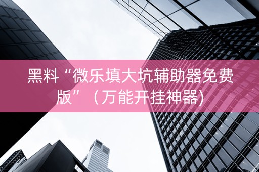 黑料“微乐填大坑辅助器免费版”（万能开挂神器)