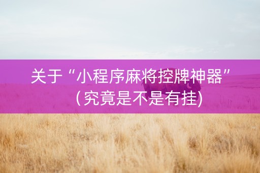 关于“小程序麻将控牌神器”（究竟是不是有挂)