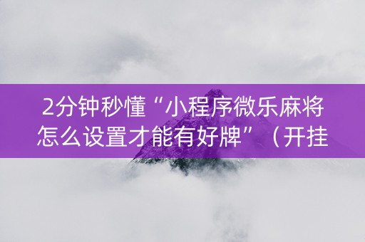 2分钟秒懂“小程序微乐麻将怎么设置才能有好牌”（开挂辅助插件)
