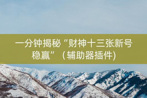 一分钟揭秘“财神十三张新号稳赢”（辅助器插件)