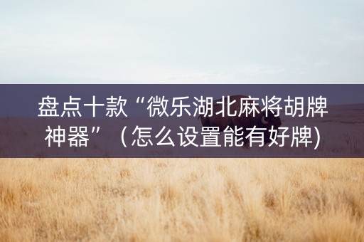 盘点十款“微乐湖北麻将胡牌神器”（怎么设置能有好牌)