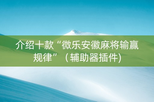 介绍十款“微乐安徽麻将输赢规律”（辅助器插件)
