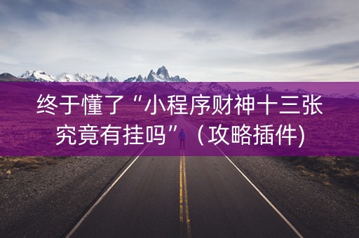 终于懂了“小程序财神十三张究竟有挂吗”（攻略插件)