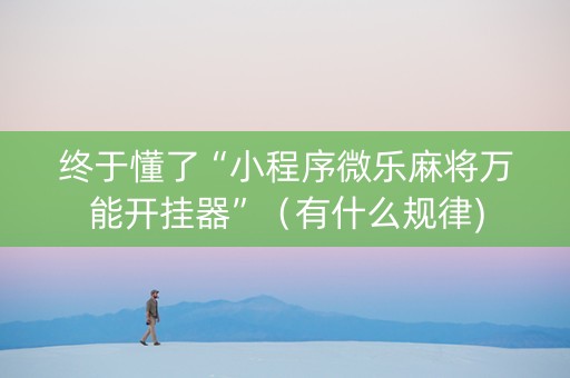 终于懂了“小程序微乐麻将万能开挂器”（有什么规律)