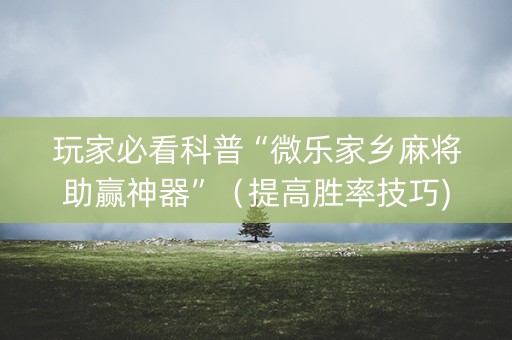 玩家必看科普“微乐家乡麻将助赢神器”（提高胜率技巧)
