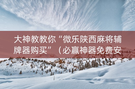 大神教教你“微乐陕西麻将辅牌器购买”（必赢神器免费安装)