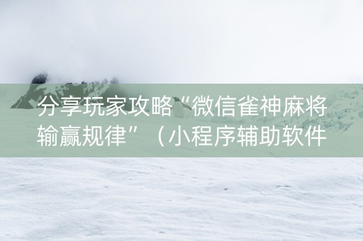 分享玩家攻略“微信雀神麻将输赢规律”（小程序辅助软件)