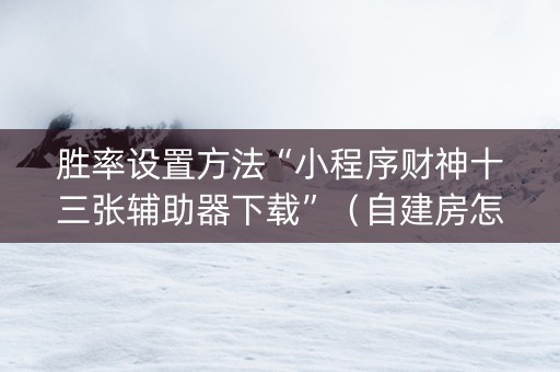 胜率设置方法“小程序财神十三张辅助器下载”（自建房怎么拿好牌)
