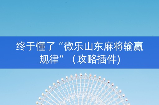 终于懂了“微乐山东麻将输赢规律”（攻略插件)