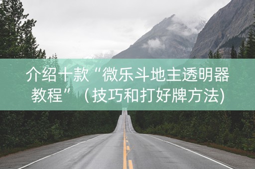 介绍十款“微乐斗地主透明器教程”（技巧和打好牌方法)