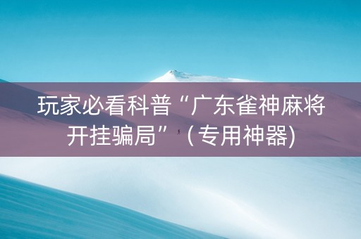 玩家必看科普“广东雀神麻将开挂骗局”（专用神器)