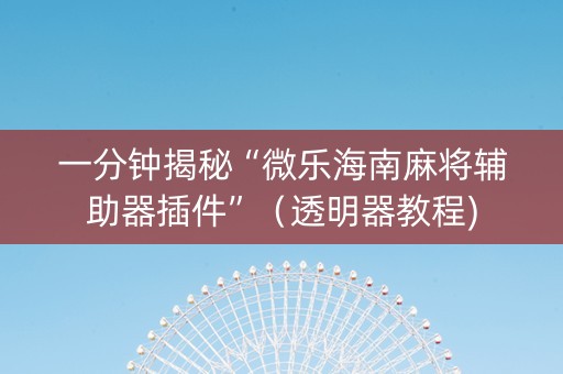 一分钟揭秘“微乐海南麻将辅助器插件”（透明器教程)