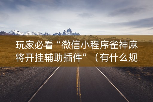 玩家必看“微信小程序雀神麻将开挂辅助插件”（有什么规律)