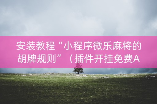 安装教程“小程序微乐麻将的胡牌规则”（插件开挂免费AI)