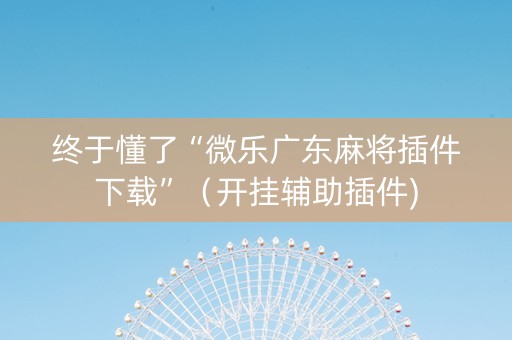 终于懂了“微乐广东麻将插件下载”（开挂辅助插件)