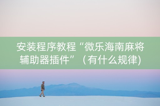 安装程序教程“微乐海南麻将辅助器插件”（有什么规律)