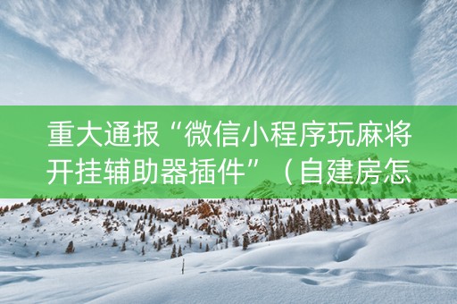 重大通报“微信小程序玩麻将开挂辅助器插件”（自建房怎么拿好牌)