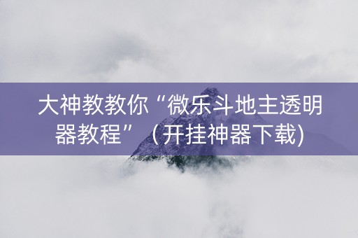 大神教教你“微乐斗地主透明器教程”（开挂神器下载)