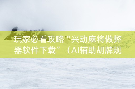 玩家必看攻略“兴动麻将做弊器软件下载”（AI辅助胡牌规则)