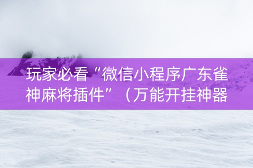 玩家必看“微信小程序广东雀神麻将插件”（万能开挂神器)