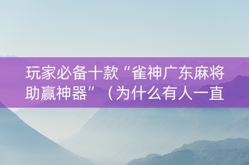 玩家必备十款“雀神广东麻将助赢神器”（为什么有人一直赢)