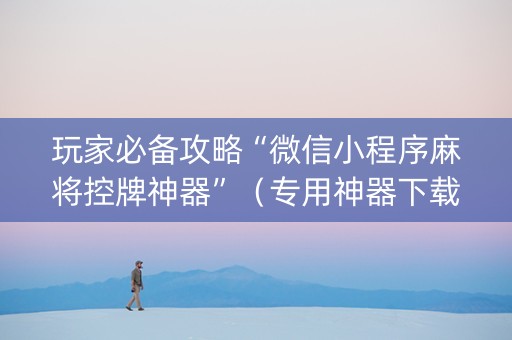 玩家必备攻略“微信小程序麻将控牌神器”（专用神器下载)