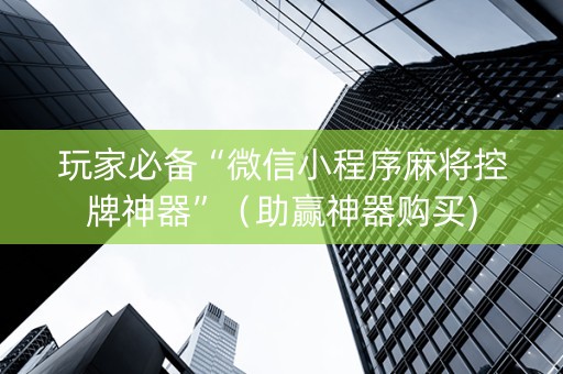 玩家必备“微信小程序麻将控牌神器”（助赢神器购买)