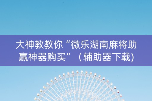大神教教你“微乐湖南麻将助赢神器购买”（辅助器下载)