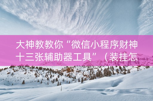 大神教教你“微信小程序财神十三张辅助器工具”（装挂怎么安装)