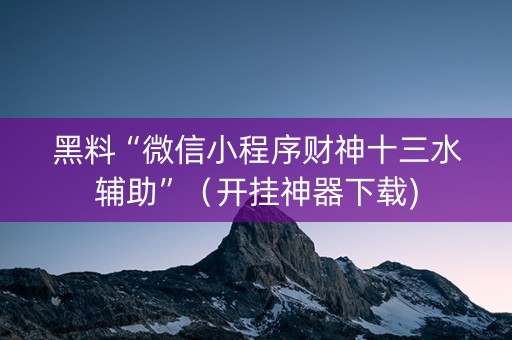 黑料“微信小程序财神十三水辅助”（开挂神器下载)