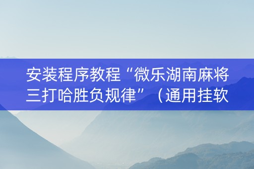 安装程序教程“微乐湖南麻将三打哈胜负规律”（通用挂软件多少钱)