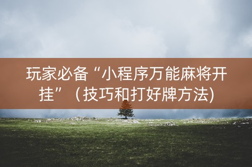玩家必备“小程序万能麻将开挂”（技巧和打好牌方法)