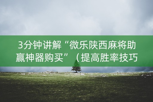 3分钟讲解“微乐陕西麻将助赢神器购买”（提高胜率技巧)