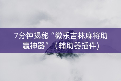 7分钟揭秘“微乐吉林麻将助赢神器”（辅助器插件)
