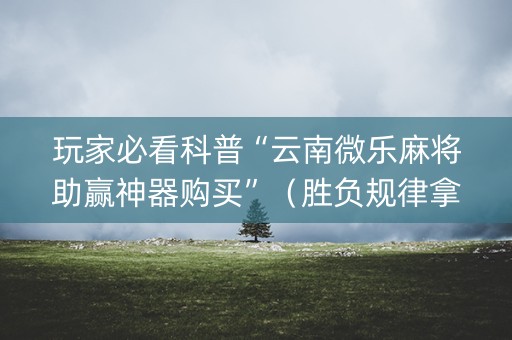 玩家必看科普“云南微乐麻将助赢神器购买”（胜负规律拿好牌)