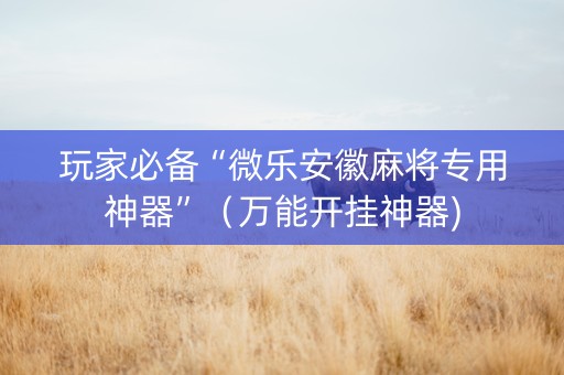 玩家必备“微乐安徽麻将专用神器”（万能开挂神器)
