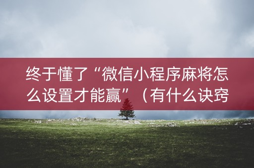 终于懂了“微信小程序麻将怎么设置才能赢”（有什么诀窍)