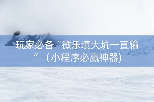 玩家必备“微乐填大坑一直输”（小程序必赢神器)