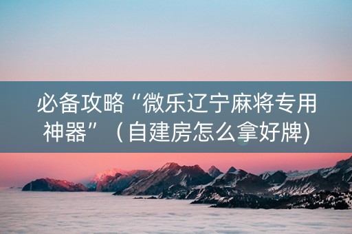 必备攻略“微乐辽宁麻将专用神器”（自建房怎么拿好牌)